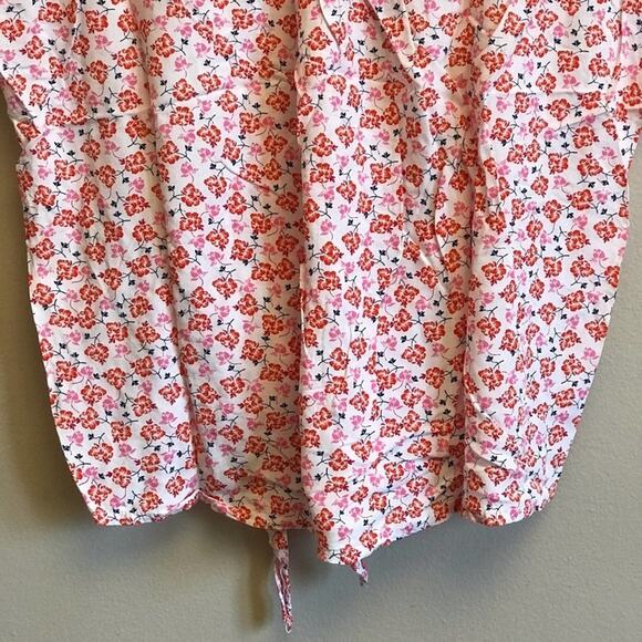 Anthropologie Jane & Delaney M blouse short sleeve floral white button down - Picture 7 of 7